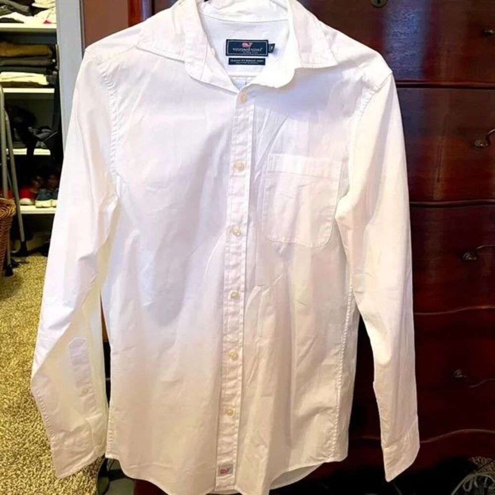 Classic Fit XS Vineyard Vines White Oxford Spread Collar Shirt, NWOT